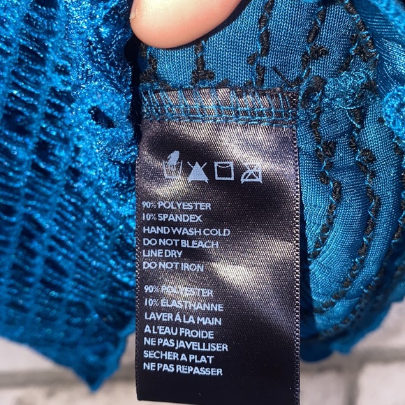 Urban Outfitters Velvet Crop Top, Large Dark Turquoise - Picture 4 of 6